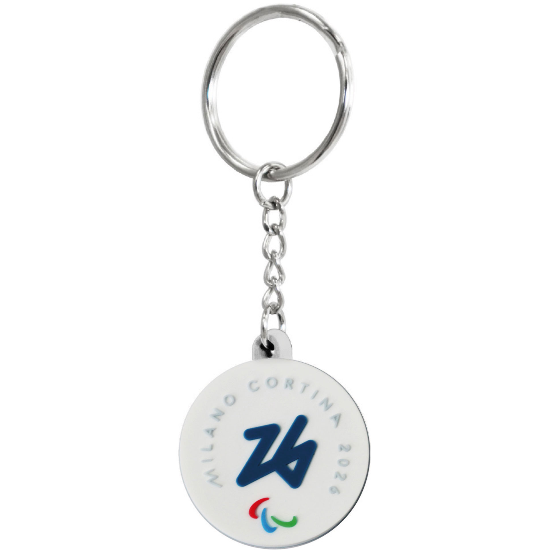 PORTACHIAVI PVC ROTONDO PARALYMPIC EMBLEMA COLORATO FONDO BIANCO
